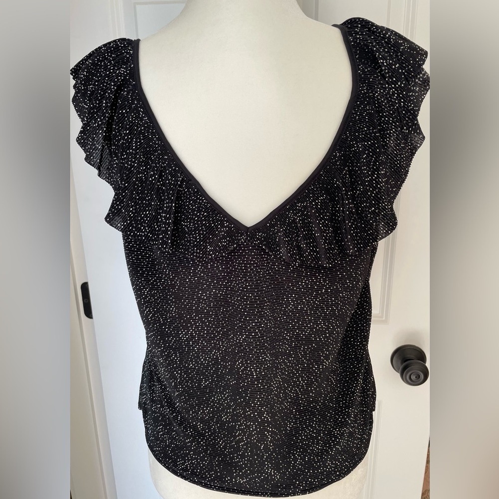 Black and White Ruffled Women's Top